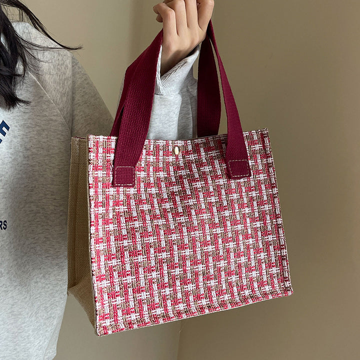 Damen Jute-Einkaufstasche mit modernem Gewebemuster Nord Taschen