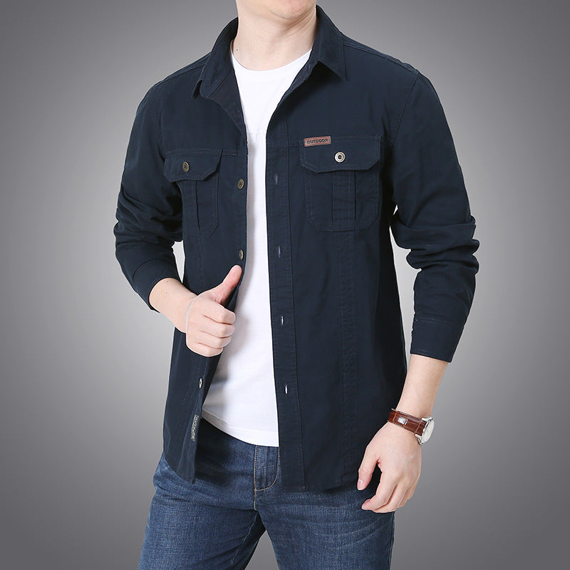 Herren robustes Overshirt aus Baumwoll-Canvas mit Brustpattentaschen Nord Taschen