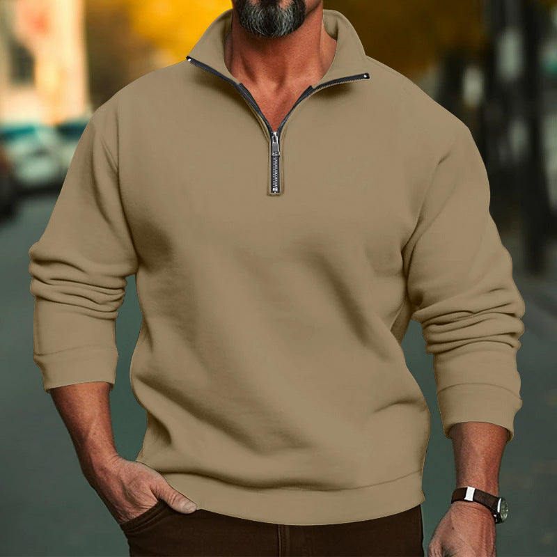 Herren Komfort-Halbzip-Sweatshirt aus French-Terry mit Stehkragen Nord Taschen