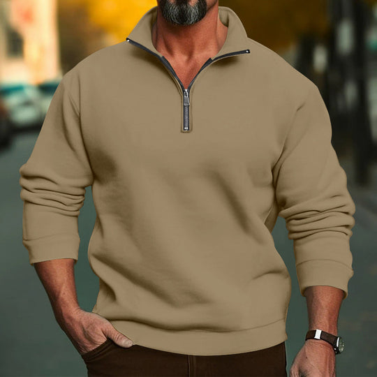 Herren Komfort-Halbzip-Sweatshirt aus French-Terry mit Stehkragen Nord Taschen