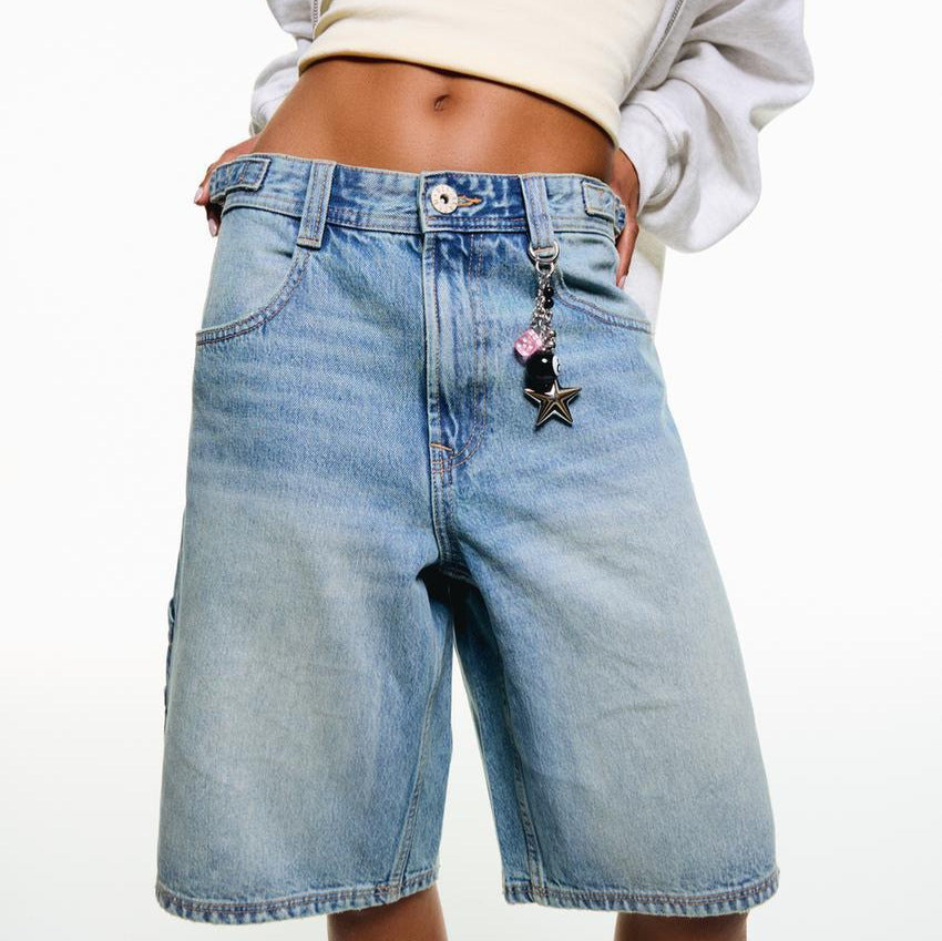 Damen Denim-Shorts mit lässigem Schnitt und mittlerer Leibhöhe