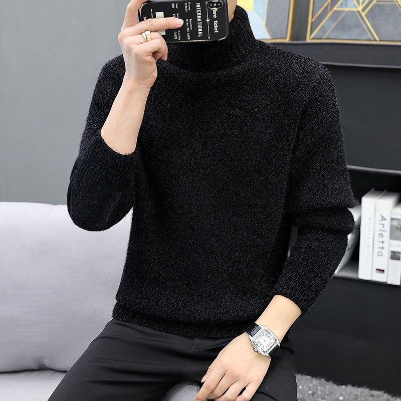 Herren Rollkragenpullover aus Bouclé-Feinstrick mit gerippten Bündchen Nord Taschen