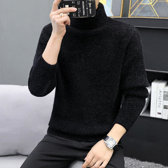 Herren Rollkragenpullover aus Bouclé-Feinstrick mit gerippten Bündchen Nord Taschen
