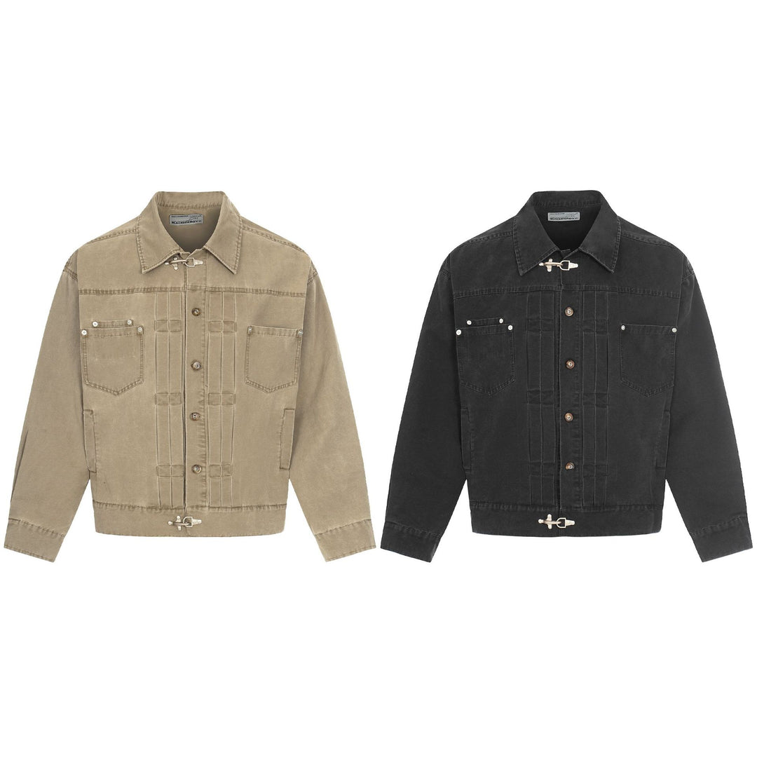 Herren Canvas-Utility-Blousonjacke mit Tunnelzug und Ziersteppungen Nord Taschen