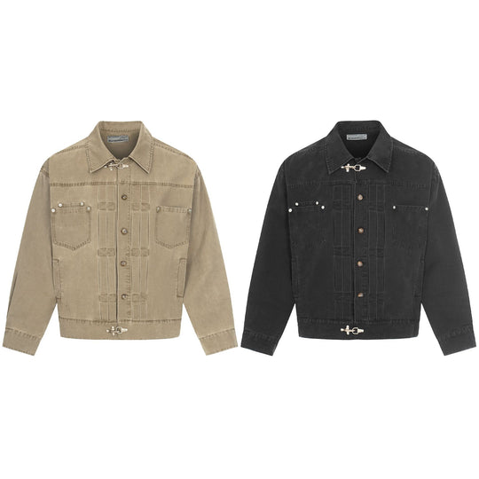 Herren Canvas-Utility-Blousonjacke mit Tunnelzug und Ziersteppungen Nord Taschen