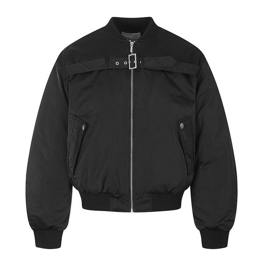 Herren kurze wattierte Bomberjacke mit breitem Gürteldetail und Rippbündchen Nord Taschen