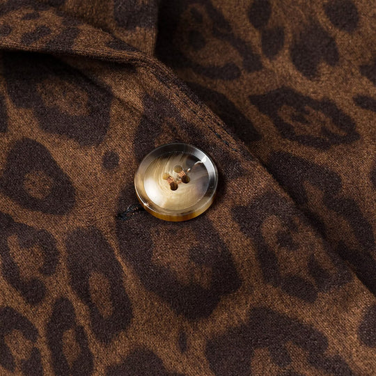 Damen Oversize-Blazer mit Leoprint, Reverskragen und Pattentaschen Nord Taschen