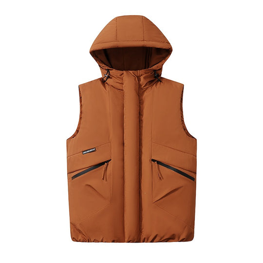 Herren Wattierte Kapuzen-Steppweste im technischen Urban-Look mit verdecktem Reißverschluss & Utility-Taschen Nord Taschen
