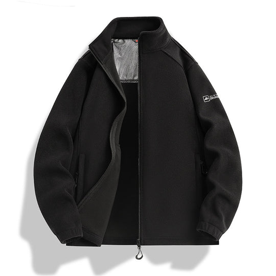 Herren Fleecejacke mit Stehkragen, Windabweisender Microfleece und Reißverschlusstaschen Nord Taschen