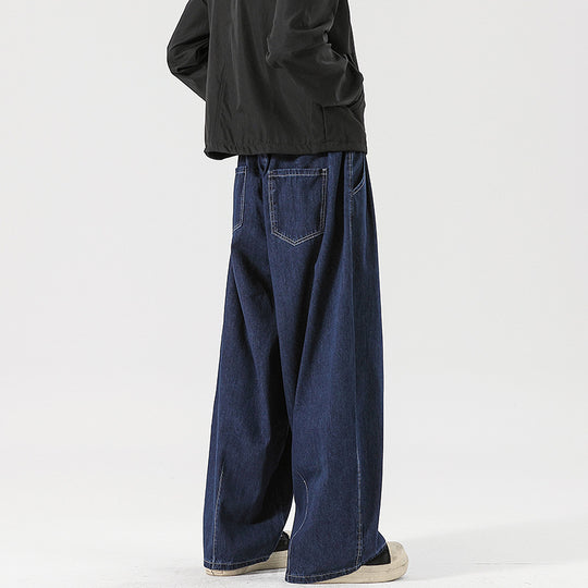 Damen Weite Denim-Palazzohose mit Tunnelzugbund, tiefem Schritt und extra weitem Bein Nord Taschen