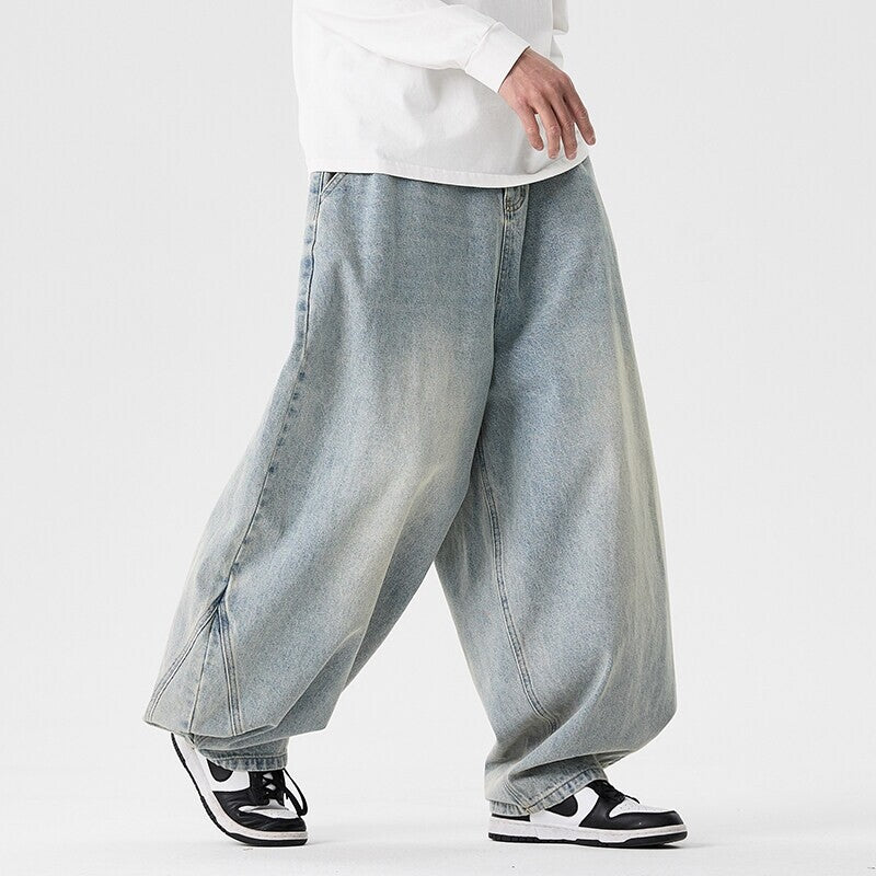 Herren extremweit geschnittene Baggy-Jeans mit tiefem Schritt und ballonförmigem Saum Nord Taschen