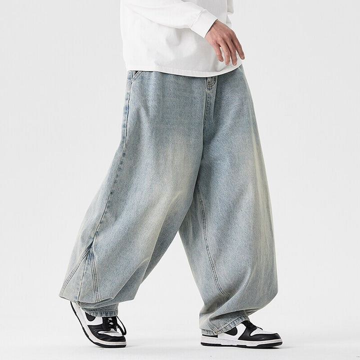 Herren extremweit geschnittene Baggy-Jeans mit tiefem Schritt und ballonförmigem Saum Nord Taschen