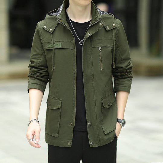 Herren leichter Canvas-Parka im Field-Style mit Kapuze und Multifunktions-Taschen Nord Taschen
