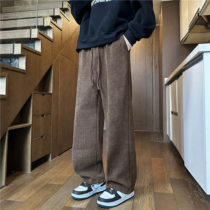 Herren Weit geschnittene Strickhose im Zopfstrick-Lounge-Style Nord Taschen