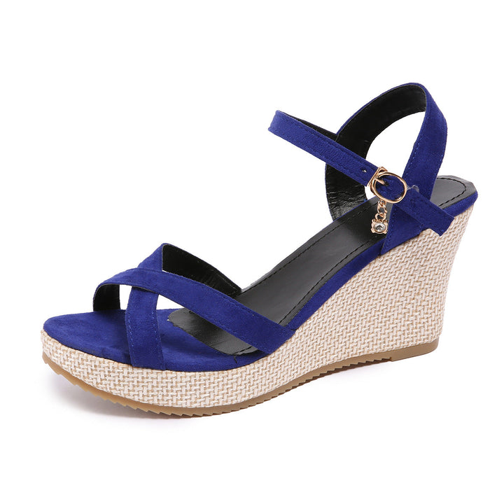 Damen Wedge-Sandalen mit verstellbarem Riemen und dekorativem Anhänger