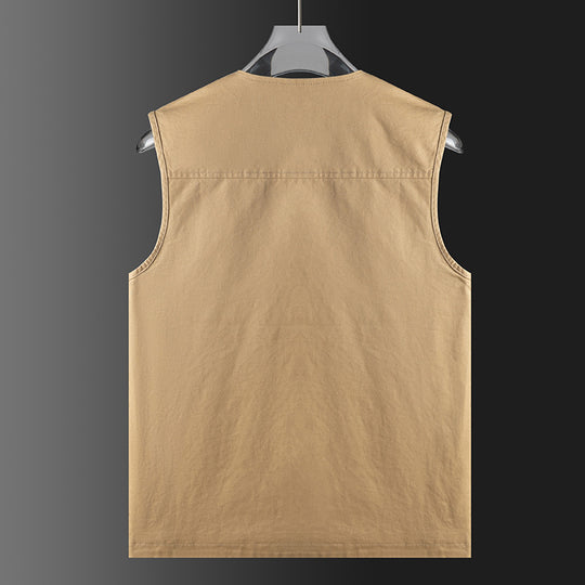 Herren Ärmellose Utility‑Weste mit V‑Ausschnitt, Baumwoll‑Canvas, Knopfleiste und großen Fronttaschen Nord Taschen