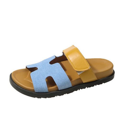 Damen komfortable Veloursleder-Sandalen mit verstellbarem Klettverschluss und rutschfester Sohle Nord Taschen