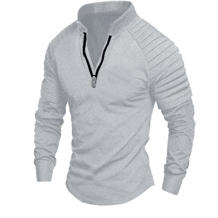 Herren Slim-Fit Troyer mit gesteppter Schulterpasse und halbem Reißverschluss Nord Taschen
