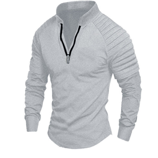 Herren Slim-Fit Troyer mit gesteppter Schulterpasse und halbem Reißverschluss Nord Taschen