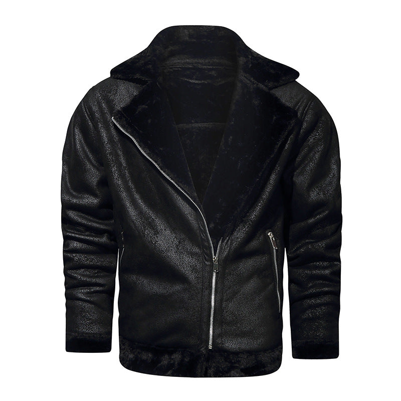 Herren Lammfellimitat-Fliegerjacke mit kuscheligem Kunstfellfutter Nord Taschen