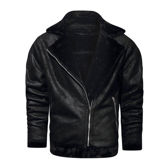 Herren Lammfellimitat-Fliegerjacke mit kuscheligem Kunstfellfutter Nord Taschen