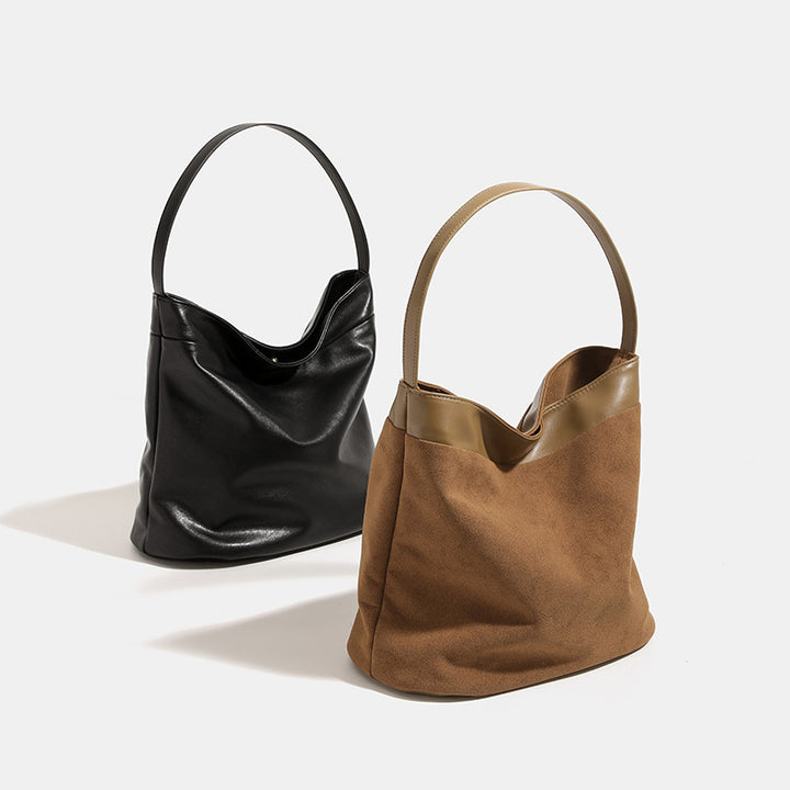 Damen Hobo Tasche aus hochwertigem Wildleder mit elegantem Lederbesatz Nord Taschen