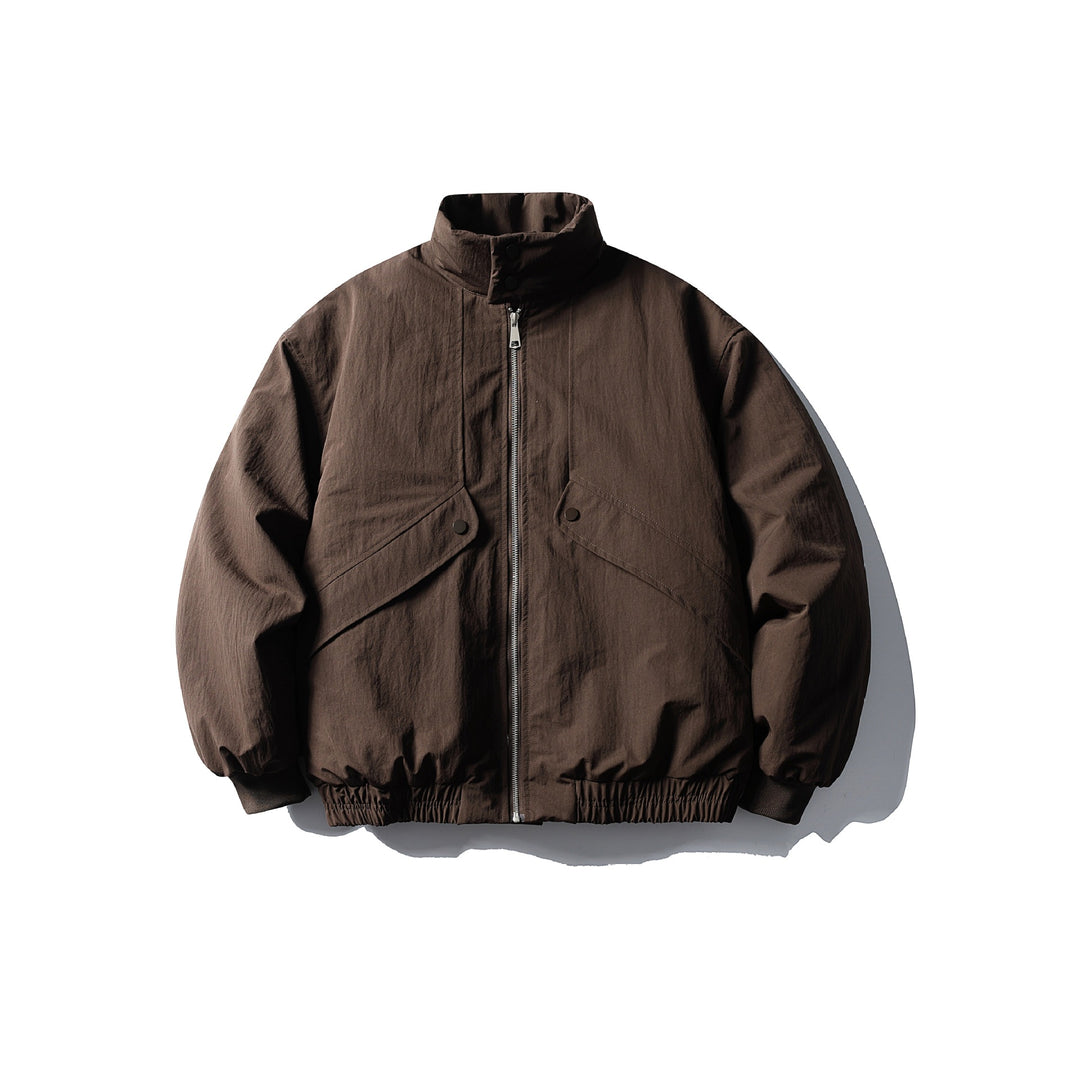 Unisex Boxy-wattierte Kurzjacke mit Funnelkragen und aufgesetzten Pattentaschen Nord Taschen