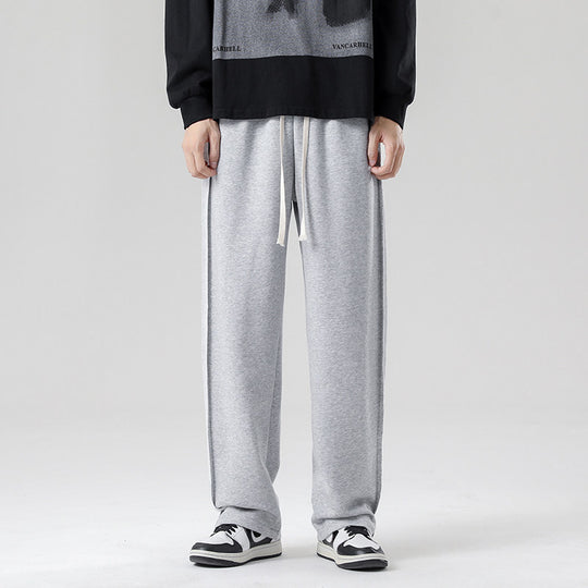 Herren weite Jogginghose im Oversize-Schnitt mit Seitenstreifen, Kordelzug & Fleecefutter Nord Taschen