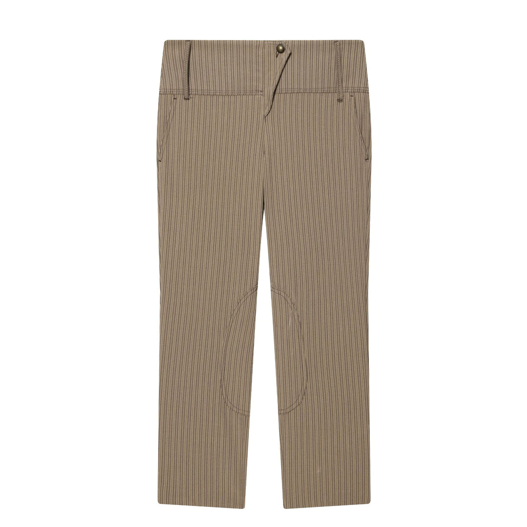 Damen Hochtaillierte Cropped-Stretchhose mit Nadelstreifen und Kniebesatz Nord Taschen