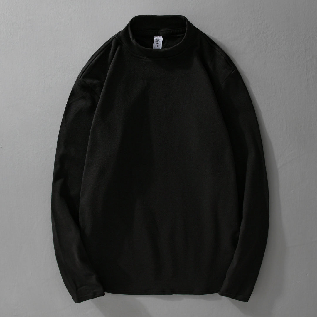 Herren Langärmeliges Feines Baumwollshirt mit Stehkragen und Relaxed-Fit Nord Taschen