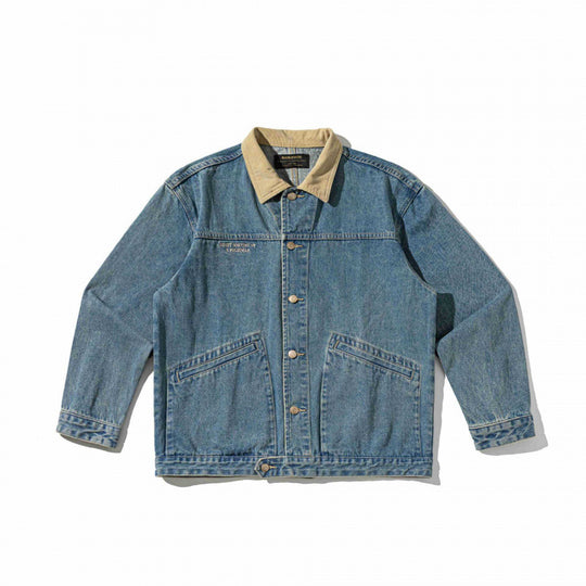 Unisex Boxy-Denim-Blousonjacke mit Cordkragen und schräg eingesetzten Pattentaschen Nord Taschen