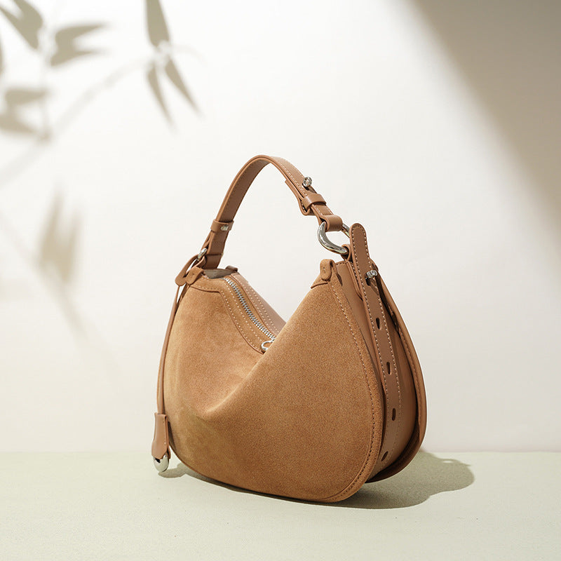Damen handgefertigte Wildleder Hobo-Tasche mit verstellbarem Tragegurt Nord Taschen