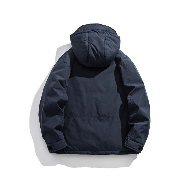 Herren Kurz geschnittener wetterfester Hybrid-Parka mit Kapuze, Druckknopfblende und schrägen Reißverschlusstaschen Nord Taschen