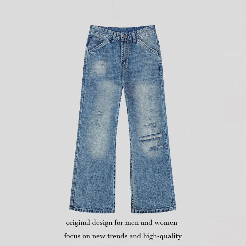 Damen Weite Distressed Denim-Jeans im Palazzo-Schnitt Nord Taschen