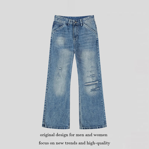 Damen Weite Distressed Denim-Jeans im Palazzo-Schnitt Nord Taschen