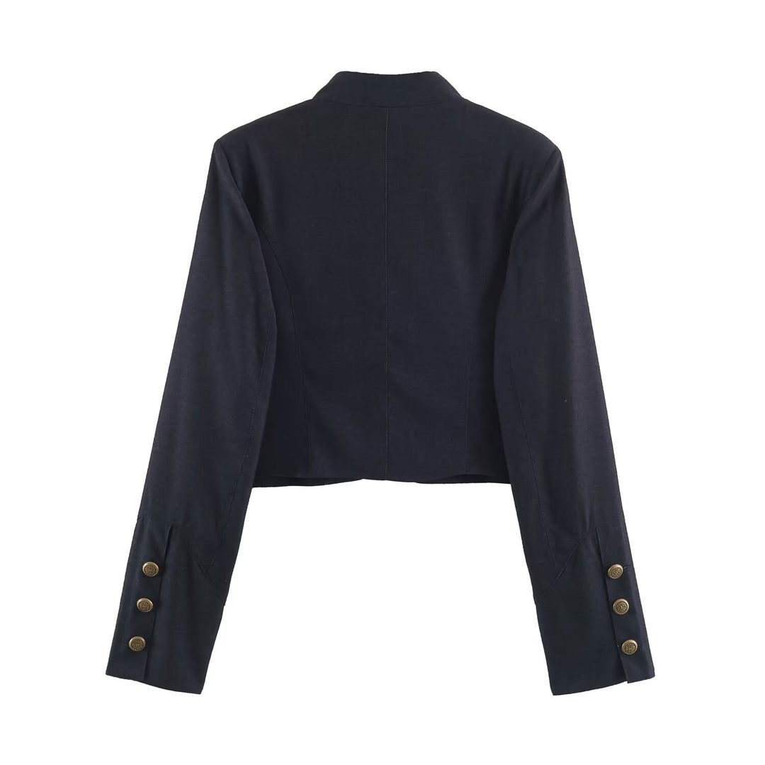 Damen Kurzer Bolero‑Blazer mit Spitzenfront und dekorativen Zierknöpfen Nord Taschen