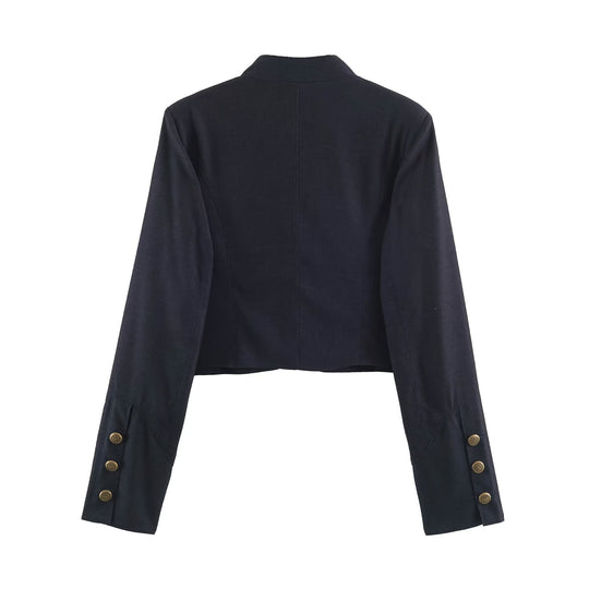 Damen Kurzer Bolero‑Blazer mit Spitzenfront und dekorativen Zierknöpfen Nord Taschen
