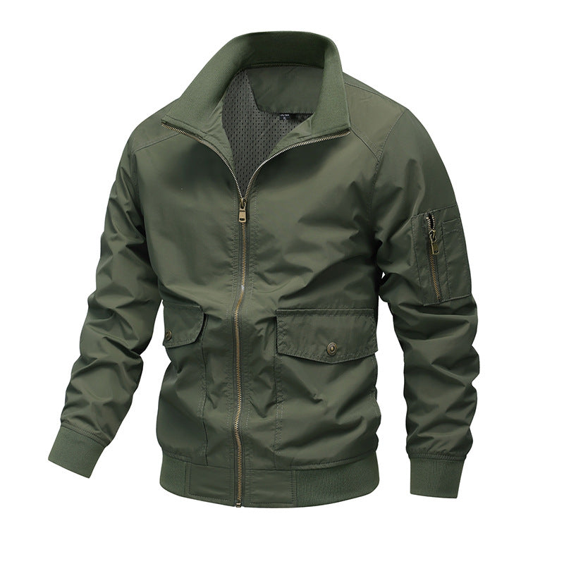 Herren Leichte Utility-Bomberjacke mit Ärmeltasche und Netzfutter Nord Taschen