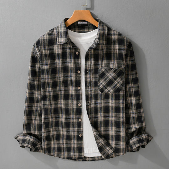 Herren Kariertes Flanell-Überhemd im Vintage‑Look mit aufgesetzter Brusttasche und legerer Passform Nord Taschen