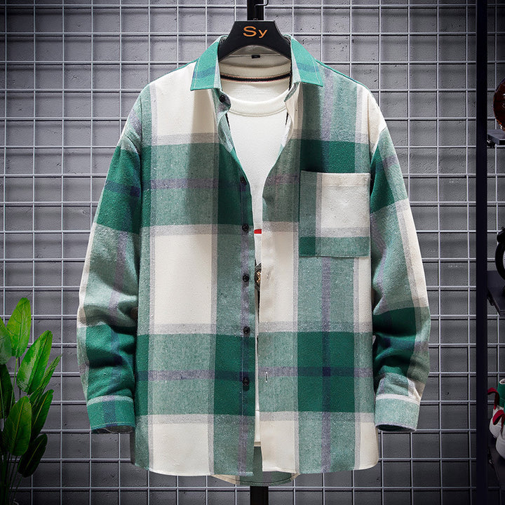 Herren karierte Flanell-Hemdjacke im Oversize-Schnitt mit aufgesetzter Brusttasche Nord Taschen