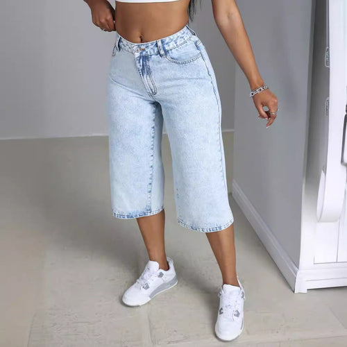 Damen Culotte-Jeans mit hohem Bund und lässigem Schnitt Nord Taschen