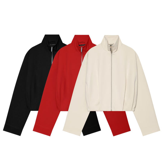Damen Cropped Blousonjacke mit hohem Stehkragen, kastiger Silhouette und durchgehendem Metallreißverschluss Nord Taschen