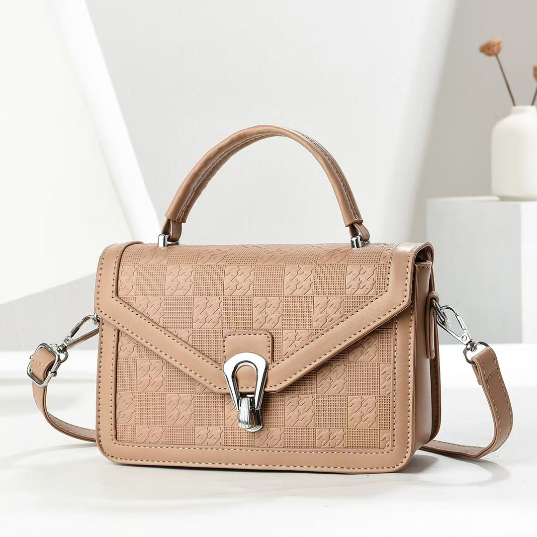 Damen Handtasche mit modernem Karomuster und abnehmbarem Schulterriemen Nord Taschen