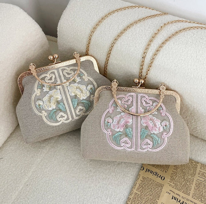 Damen elegante Handtasche mit floraler Stickerei Nord Taschen