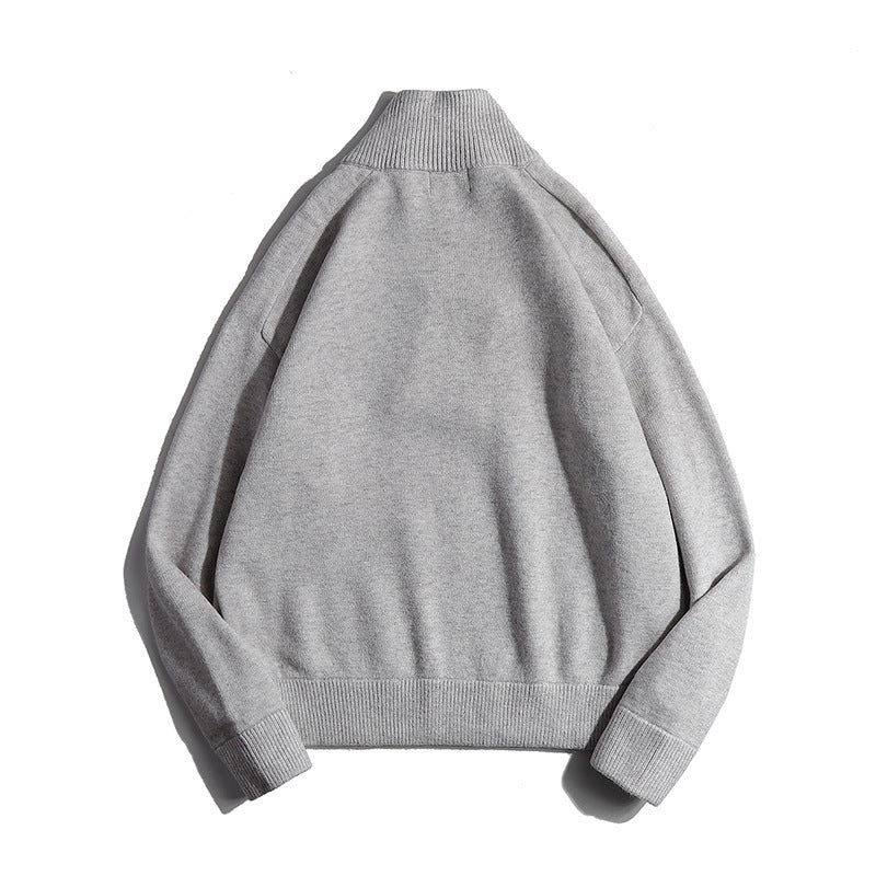 Herren Feinstrickpullover mit halbem Reißverschluss und Stehkragen Nord Taschen