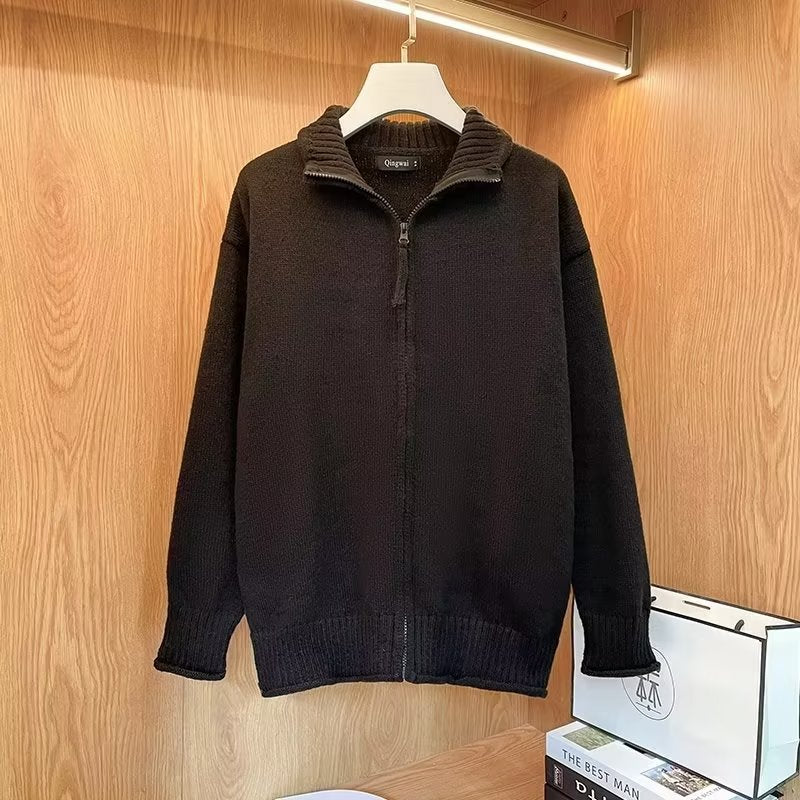 Unisex Komfortabler Reißverschluss-Strickblouson mit geradem Schnitt und Stehkragen Nord Taschen
