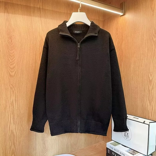 Unisex Komfortabler Reißverschluss-Strickblouson mit geradem Schnitt und Stehkragen Nord Taschen