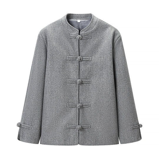 Damen Traditionelle kurz geschnittene Jacke mit Mandarin-Kragen und Knotenverschlüssen Nord Taschen