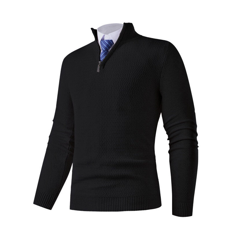 Herren feinstrickpullover mit Stehkragen und halbem Reißverschluss, Strukturstrick und schlanker Business-Casual-Passform Nord Taschen