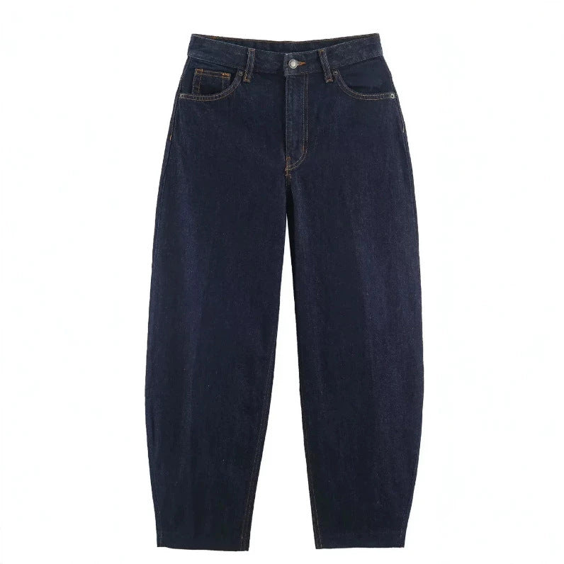 Damen Hochtaillierte Baggy-Jeans mit weitem Bein und klassischer Taschenlösung Nord Taschen